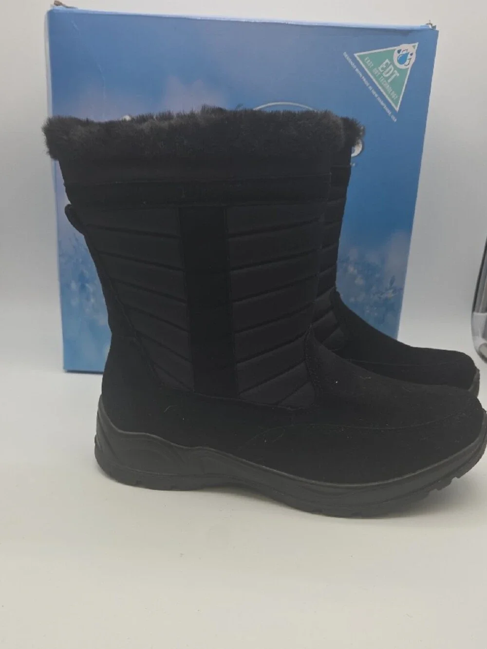 easy street Black Faux-Fur Winter Zip Boots